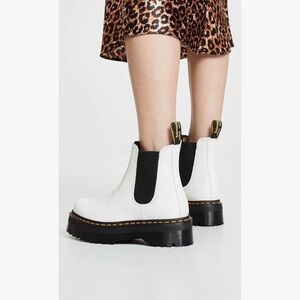 Dr. Martens White and Black Ankle Boots with Chunky Platform